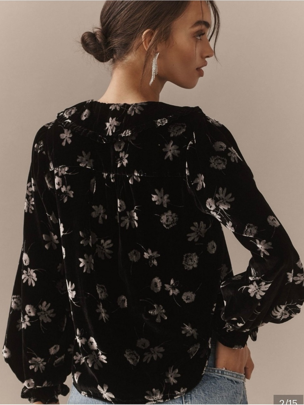 Keira cotton button front blouse by Pilcro. Long sleeve velvet edition NWT. XS - Picture 2 of 7
